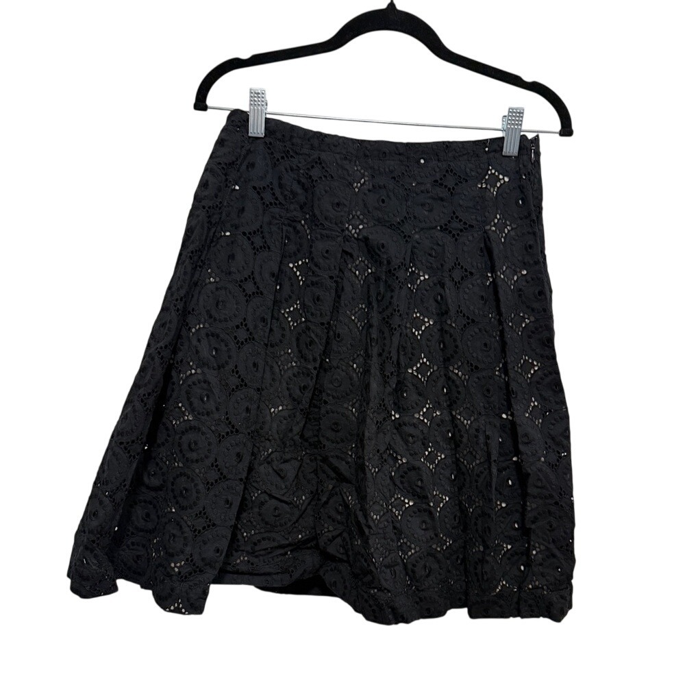 Banana Republic Womens 2 Black Crochet Lace A Line Skirt Vintage Y2K Cottagecore